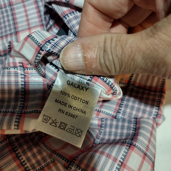 Galaxy by Harvic Pink,White, Blue Slim Fit Plaid Button Down Short Sleeve Shirt - Picture 4 of 12
